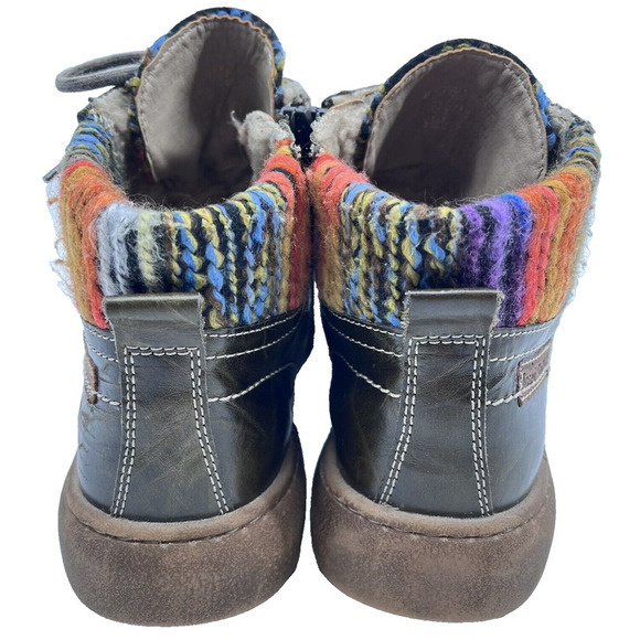 Josef Seibel Maren 06 Olive Leather Multicolor Knit Lace Up Boot Sneaker Size 41 - Picture 9 of 12